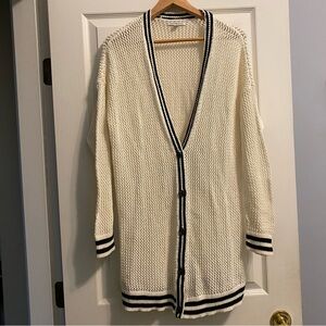 American Eagle Outfitters Women’s 100% Cotton Long Cardigan - Cream & Black